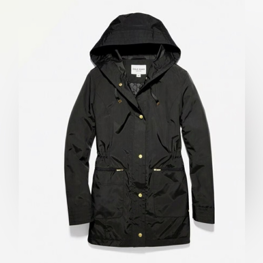Cole Haan Black Hooded Lightweight Jacket
